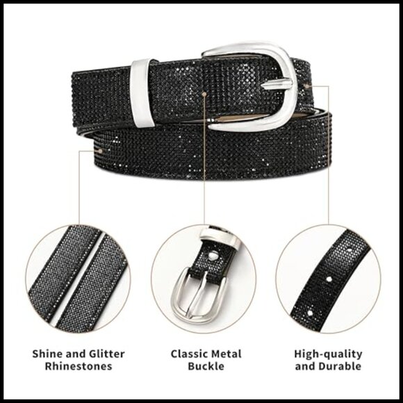 Rhinestone Belt for Women, Sparkly Diamond Belt, Glitter Belt for Dresses